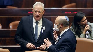 Israel's Prime Minister Naftali Bennett with Israel's Minister of Defense Benny Gantz