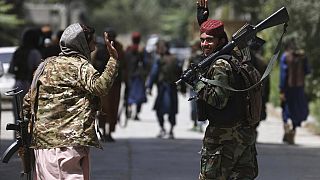 Taliban fighters patrol in the Wazir Akbar Khan neighborhood in the city of Kabul, Afghanistan, Wednesday, Aug. 18, 2021