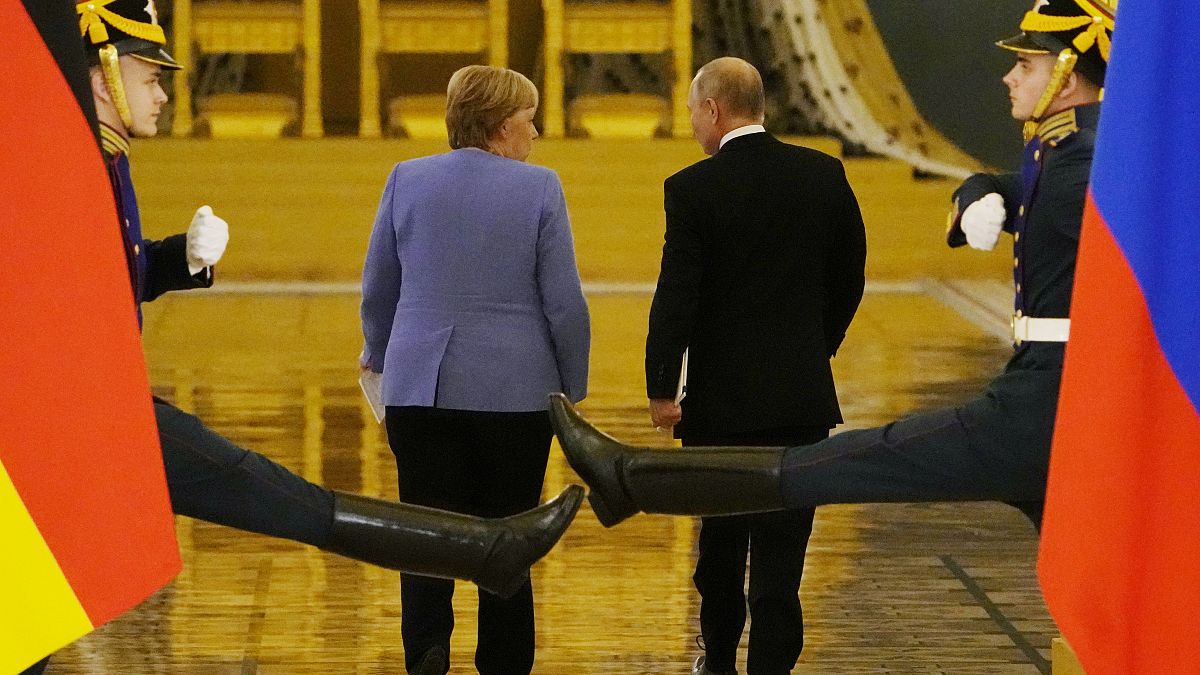 Ангела Меркель и Владимир Путин в Кремле