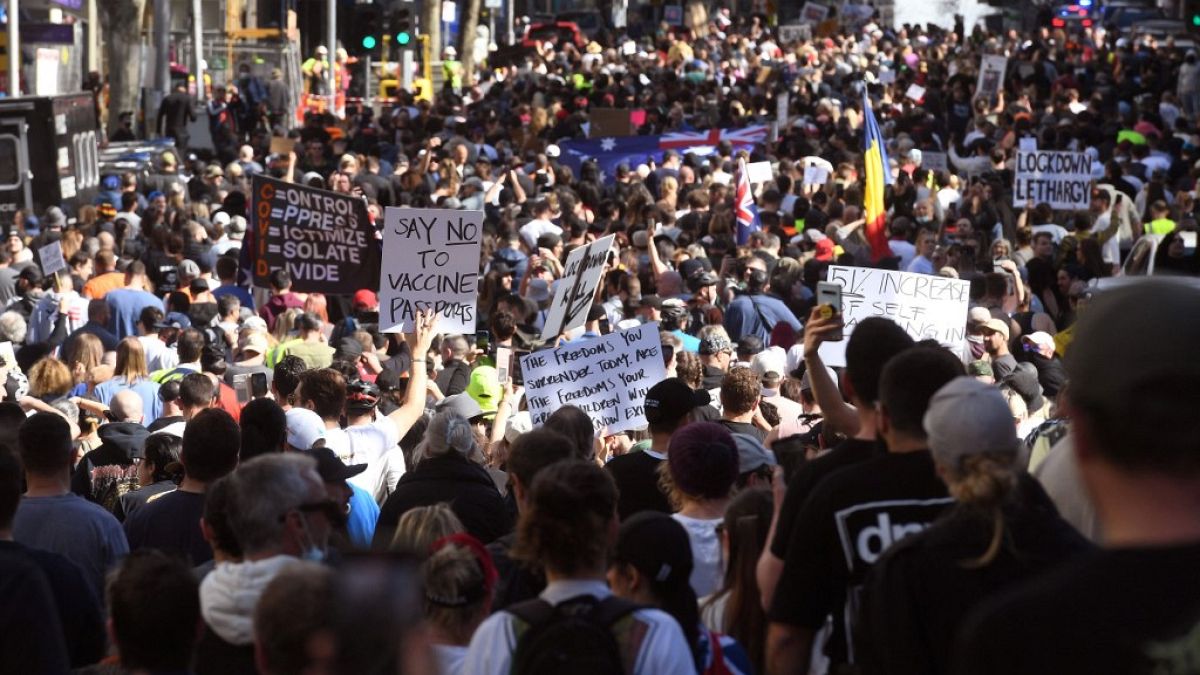   مسيرة مناهضة للإغلاق في ملبورن - استراليا- 21  آب /  أغسطس 2021 