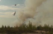 Un de hélicoptères mobilisés dans la lutte anti-incendie dans la république des Maris (Russie), le 21/08/2021 - capture d'écran d'une vidéo de la RTR via Eurovision