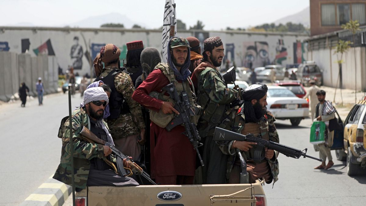Taliban fighters patrol in Kabul, Afghanistan on 19 August 2021.