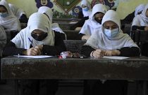 Alumnas en una escuela de Herat, 17 de agosto de 2021.