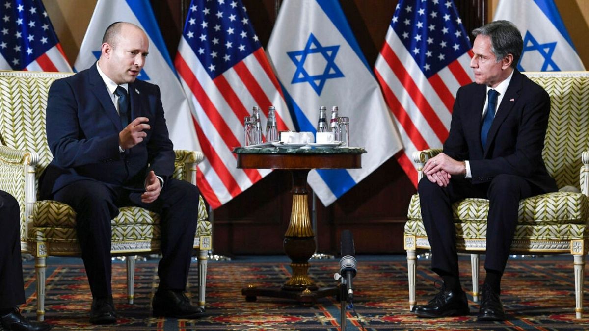 آنتونی بلینکن، وزیر خارجه آمریکا و نفتالی بنت، نخست وزیر اسرائیل