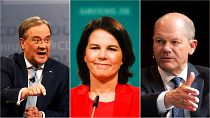 In the running to replace Angela Merkel (L-R): Armin Laschet, Annalena Baerbock and Olaf Scholz