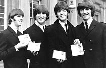Photo d'archives : les Beatles (de gauche à droite : Ringo Starr, John Lennon, Paul McCartney et George Harrison) à Londres, le 26/10/1965