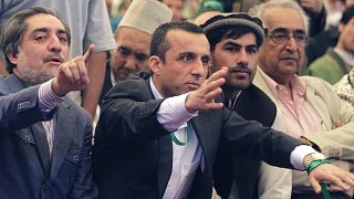 Archív felvétel: Amrullah Saleh (középen) volt alelnök egy kabuli rendezvényen