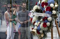 Церемония памяти погибших во время теракта в Кабуле морских пехотинцев в Бостоне 28 августа 2021