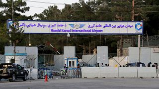 the gate of Hamid Karzai international Airport in Kabul