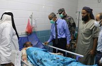 Un des blessés de l'attaque aérienne de la base militaire d'Al-Anad à l'hôpital de Lahj, Yémen, 29 août 2021