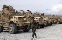Bagram hava üssünde bırakılan MRAP araçları, 5 Temmuz 2021