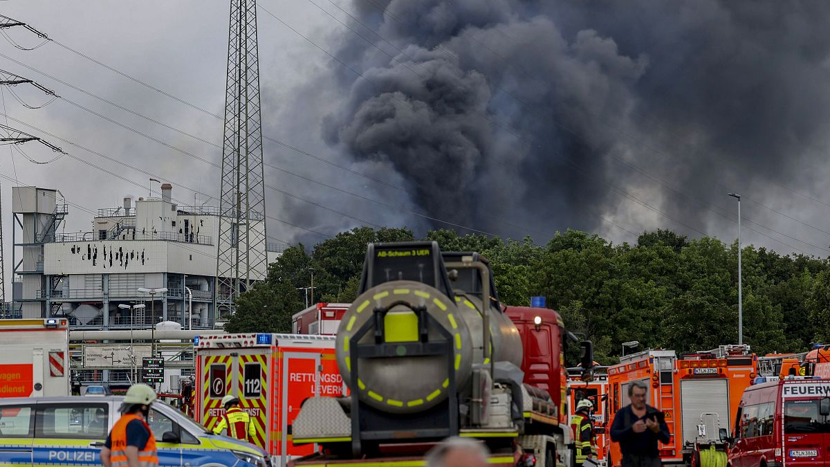 The explosion sent a dark cloud of smoke above Leverkusen.