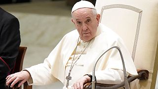 Pope Francis attends his weekly general audience, held in the Paul VI hall, at the Vatican, Wednesday, Sept. 1, 2021.