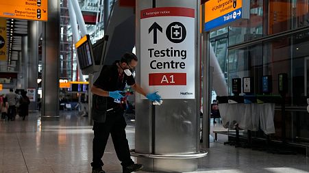 Sign for testing centre in airport terminal