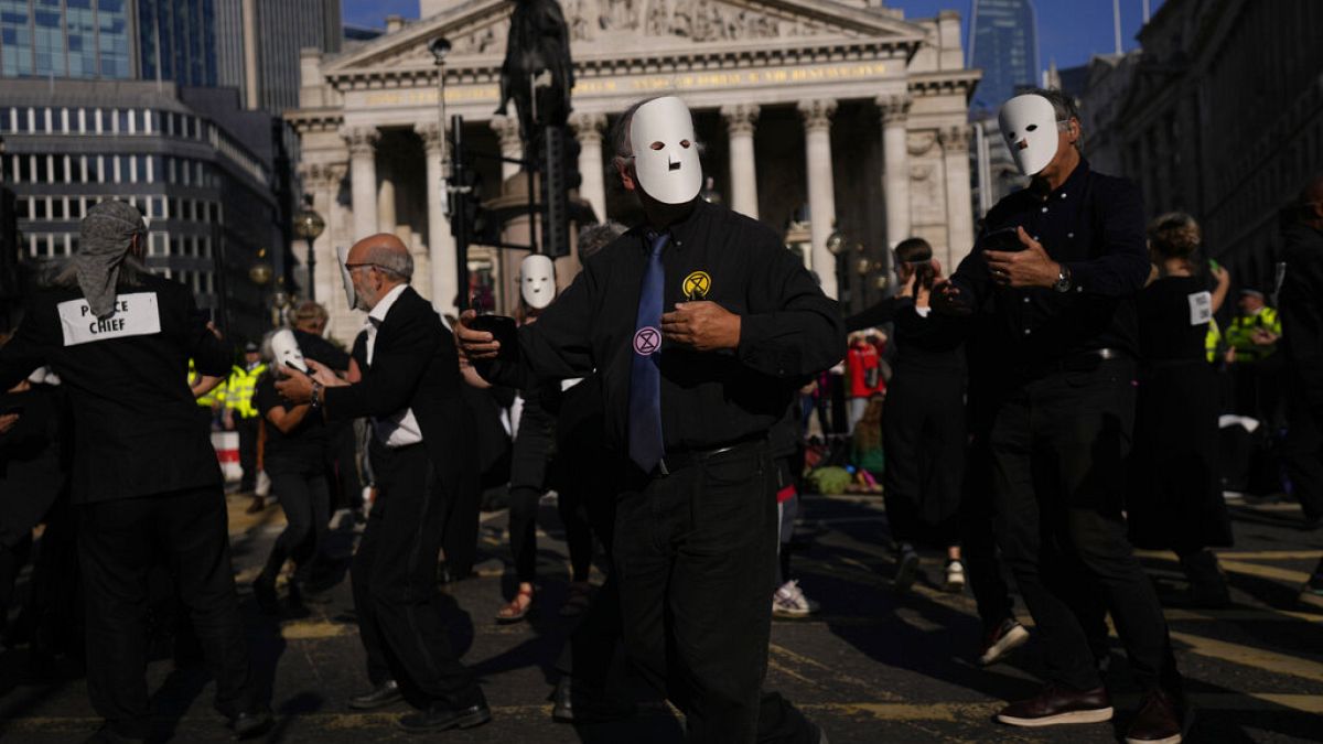 Extinction Rebellion frente al Banco de Inglaterra