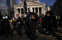 Extinction Rebellion frente al Banco de Inglaterra