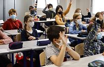Classe d'élèves masqués en France en septembre 2021