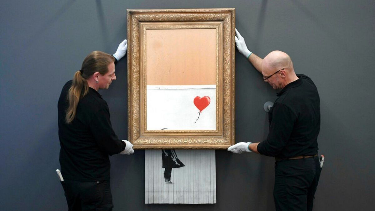 Banksy painting, Love is in the Bin