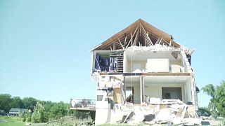 A location  damaged by the tornado