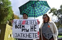 Акция против объявления СМИ "иностранными агентами" в центре Москвы