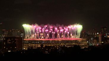 Fireworks display for the Tokyo 2020 Paralympic Games closing ceremony.