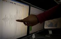 Seismographic data showing the intensity an earthquake