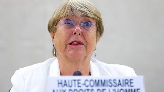 U.N. High Commissioner for Human Rights Michelle Bachelet addresses a Human Rights Council special session on the situation in Afghanistan. Aug 24, 2021