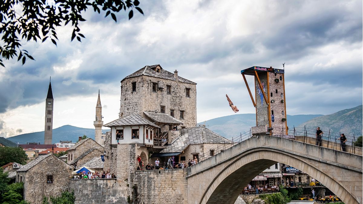 Mostar's Old Bridge (Stari Most) is around 20m above the water level