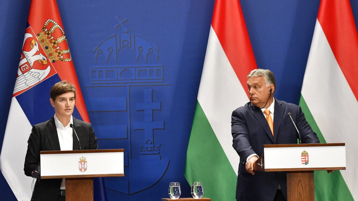 Serbian Prime Minister Ana Brnabic and her Hungarian counterpart Viktor Orban following the 6th Hungarian-Serbian government summit in Budapest