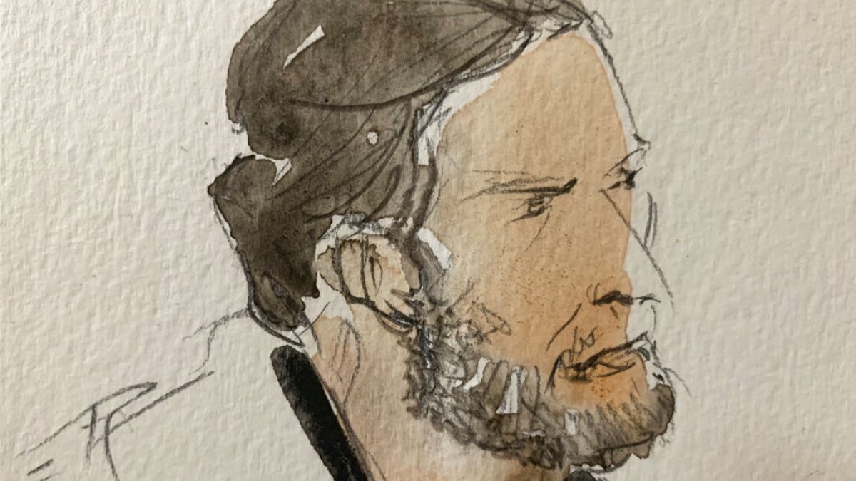 Boceto de Salah Abdeslam en el juicio del 13N