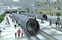 Визуализация станции Hyperloop и модуля Hyperloop, разработанный испанской компанией Zeleros.