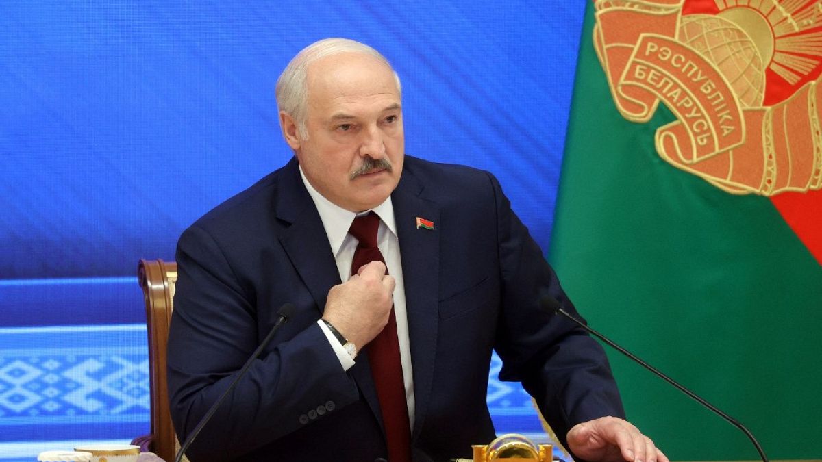 Belarus' President Alexander Lukashenko speaks during a press conference in Minsk on August 9, 2021.
