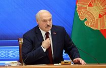 Belarus' President Alexander Lukashenko speaks during a press conference in Minsk on August 9, 2021.