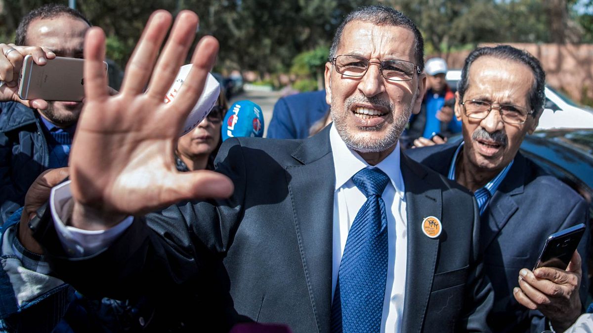 سعد الدين العثماني يصل إلى اجتماع لحزب العدالة والتنمية الإسلامي في سلا، المغرب، 18 مارس 2017
