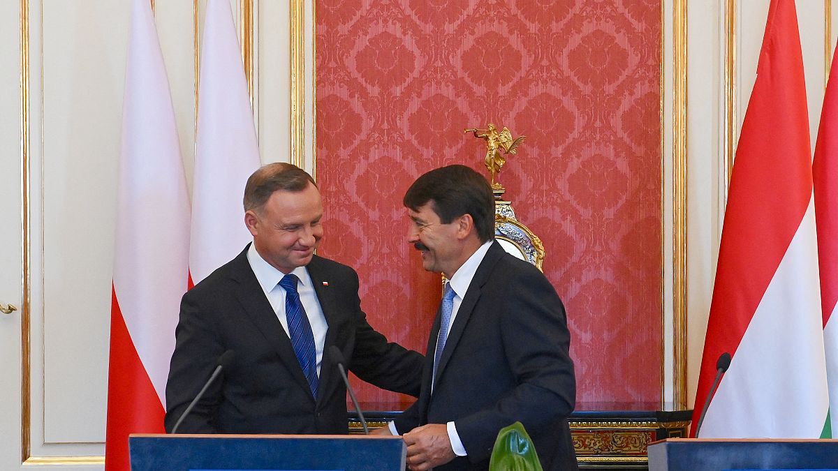 Der polnische Präsident Andrzej Duda und Ungarns Staatsoberhaupt János Áder