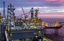 The field centre of the Johan Sverdrup oil field in the North Sea west of Stavanger, Norway, is pictured on January 7, 2020.