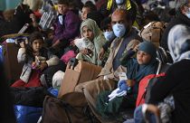 Afghan refugees are processed inside Hangar 5 at the Ramstein U.S. Air Base in Germany Wednesday, Sept. 8, 2021. U.S.