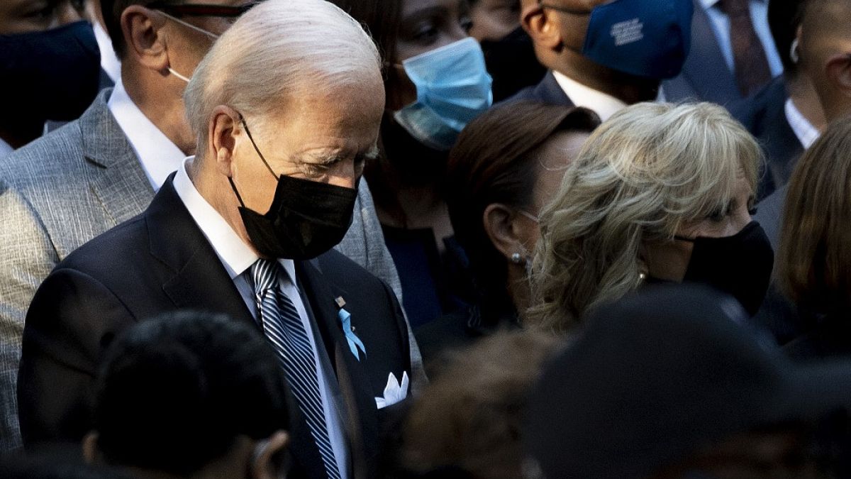 US President Joe Biden attends the ceremony marking the 20th anniversary of the 9/11 attacks on the World Trade Center, in New York, on September 11, 2021.