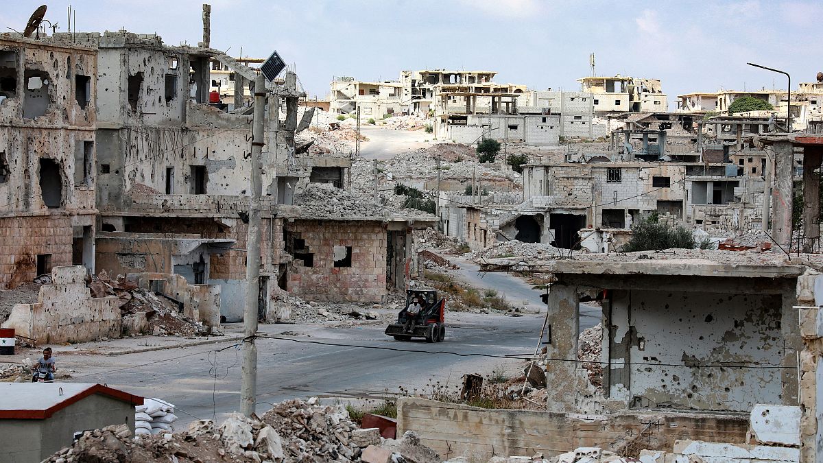 Destruction in the district of Daraa al-Balad of Syria's southern city of Daraa.