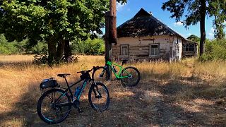 Bicycles near house in Chernobyl Exclusion Zone