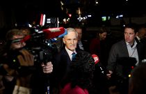 Labor leader Jonas Gahr Store makes his way to the Labor Party's election event in Folkets Hus in Oslo on September 13, 2021