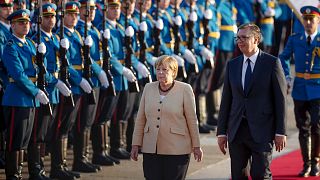 German Chancellor Angela Merkel and Serbia's president Aleksandar Vucic