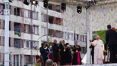 Le Pape François dans le quartier de Lunik IX, le 14 septembre 2021.