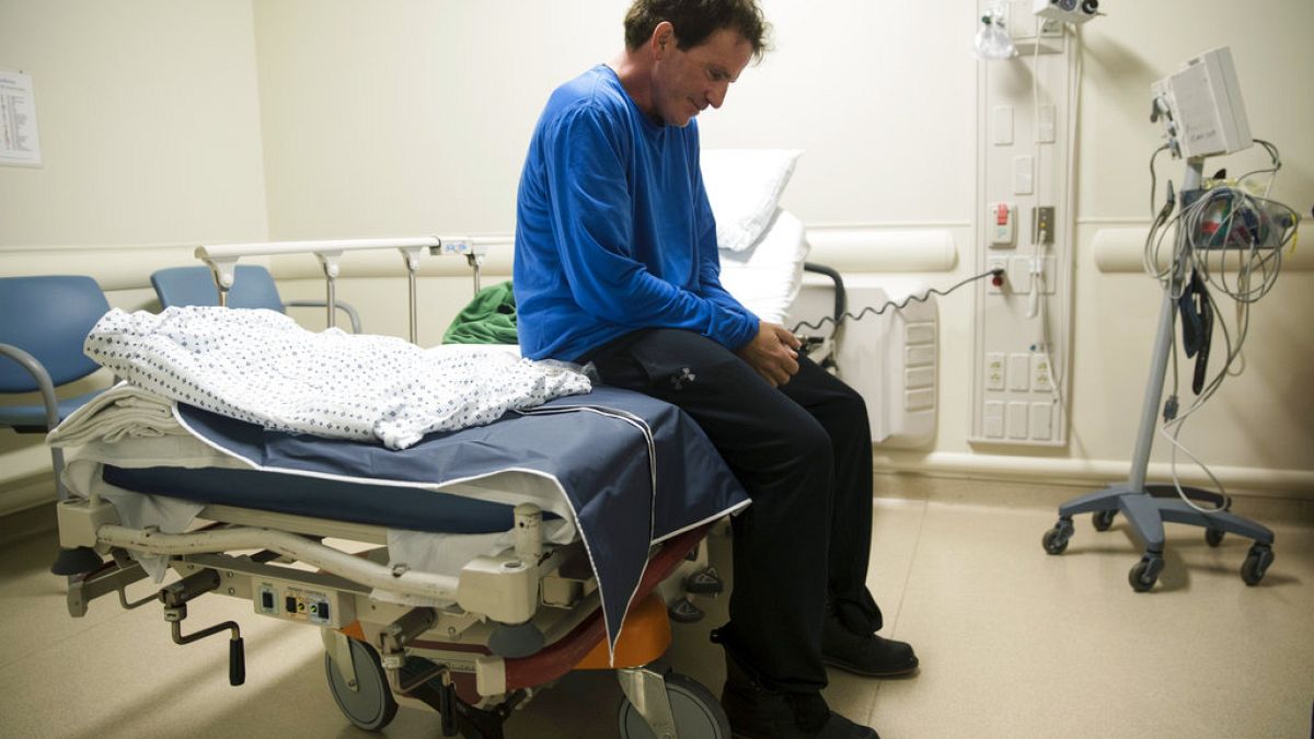 Ryan Ciccozzi tüdőrákos beteg vár műtétjére a Pennsylvania EGyetemi Kórházban Philadelphiában