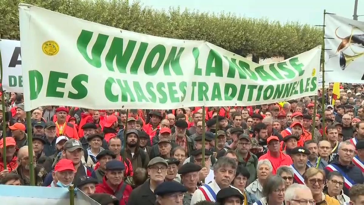 Manifestación de cazadores en Francia