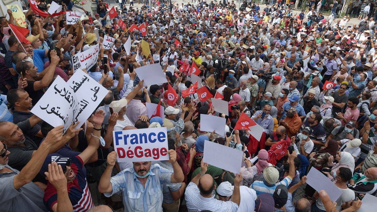 مظاهرة مناهضة للرئيس قيس سعيد في تونس 