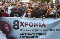 Η Μάγδα Φύσσα στην κεφαλή της πορείας
