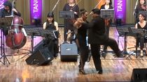 Sandra Bootz with partner dancing tango at opening of Buenos Aires Tango Festival, 16th Sep. 2021.