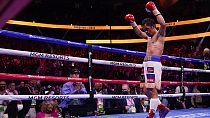 Archives : le boxeur philippin Manny Pacquiao, lors de son dernier combat à Las Vegas, le 21/08/2021