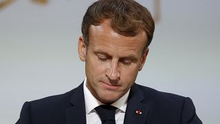 French president Emmanuel Macron at a meeting in memory of the Algerians who fought alongside French colonial forces in Algeria's war. Paris, 20 September 2021